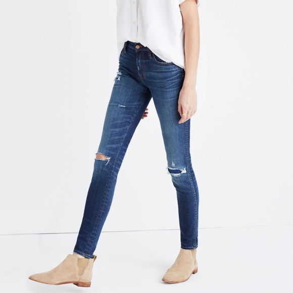 Madewell 9" High Riser Skinny Skinny Jeans in Ripped & Patched Edition 30Tall - Picture 2 of 8